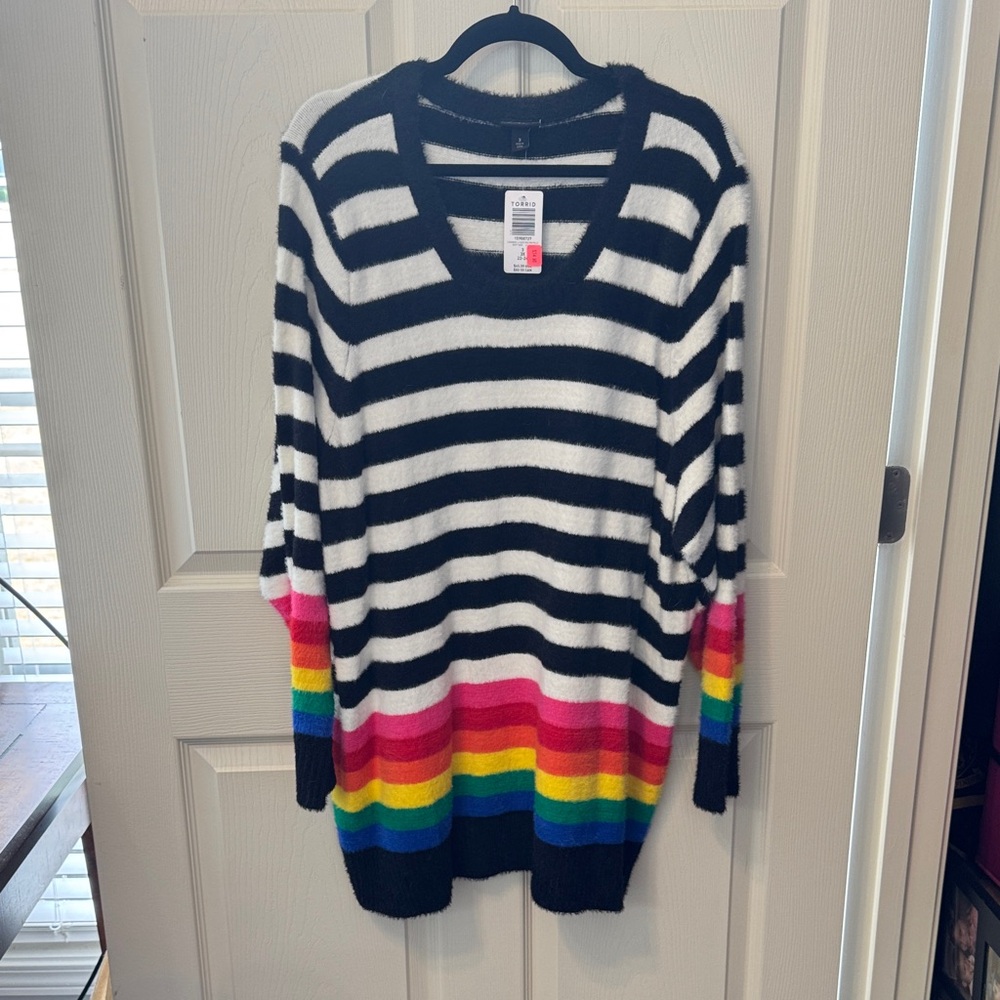 Striped Black and Multicolor Sweater